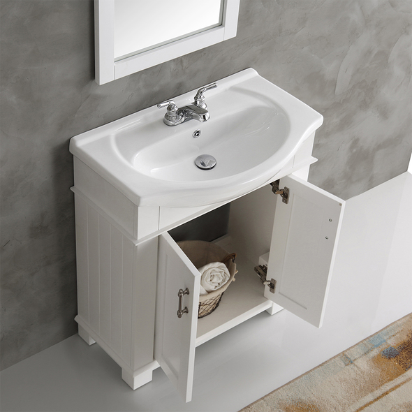 small corner bathroom vanity with sink Fresca White