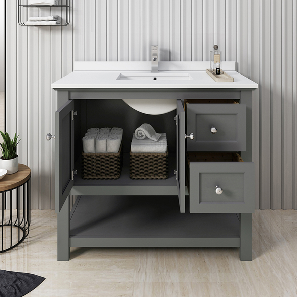 bathroom vanity unit and sink Fresca Gray Wood Veneer
