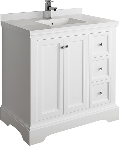 double sink vanity with top Fresca Matte White