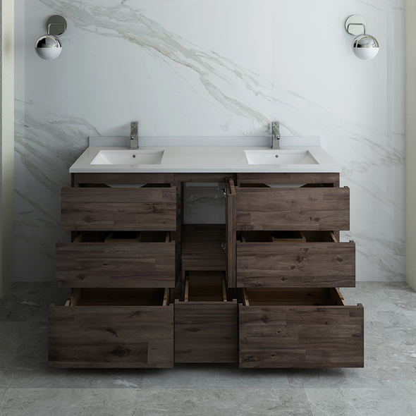 floating bathroom vanity cabinet only Fresca Acacia Wood