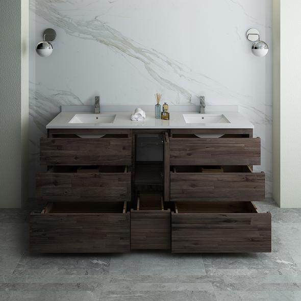 72 inch double bathroom vanity Fresca Acacia Wood