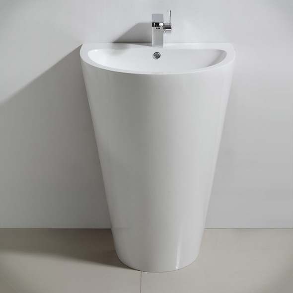glass pedestal sinks bathroom Fresca White