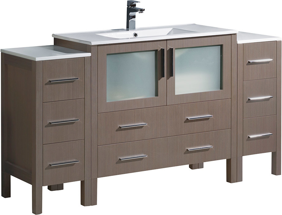 small wooden bathroom cabinet Fresca Gray Oak Modern