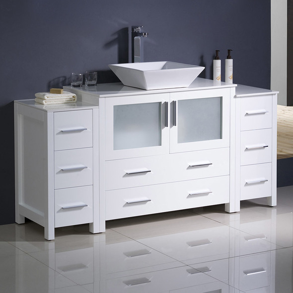 50 inch double sink vanity Fresca White Modern