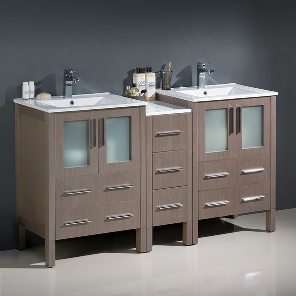 large bathroom vanity double sink Fresca Bathroom Vanities Gray Oak Modern