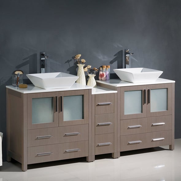wooden vanity unit with basin Fresca Gray Oak Modern