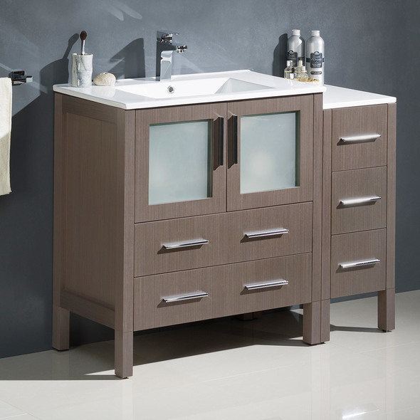 40 inch bathroom vanity without top Fresca Gray Oak Modern