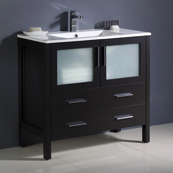 single small bathroom vanity with sink Fresca Espresso Modern