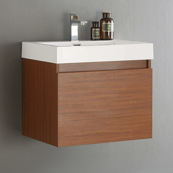 bathroom vanity white oak Fresca Teak Modern