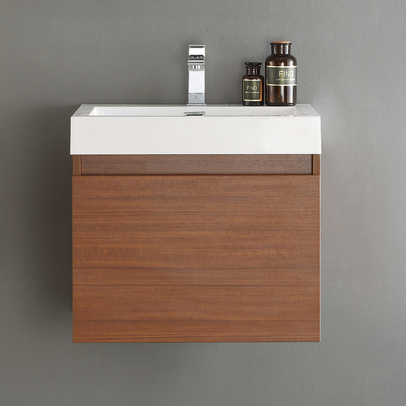 bathroom vanity white oak Fresca Teak Modern