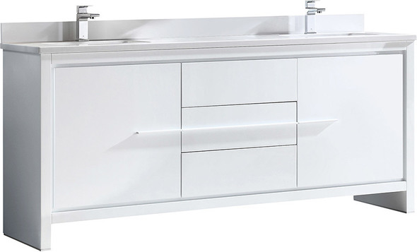 90 inch double sink bathroom vanity top Fresca White Modern