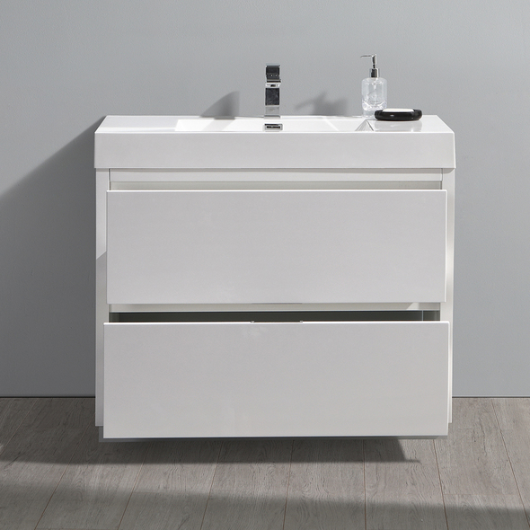 bathroom vanity unit and sink Fresca Glossy White