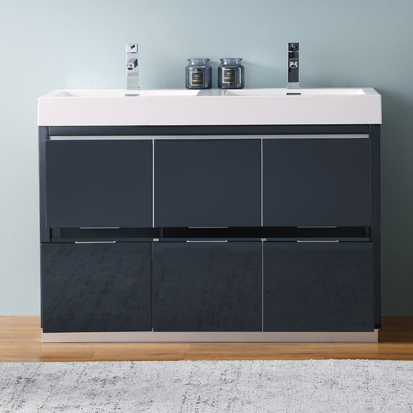 72 inch double sink vanity with top Fresca Dark Slate Gray
