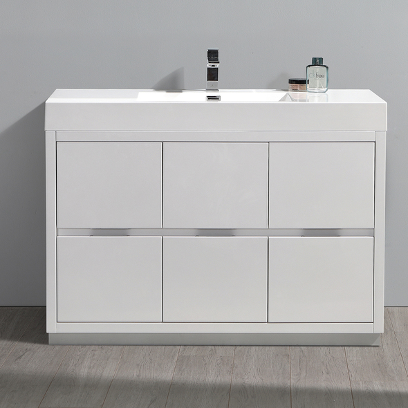 60 inch double vanity with top Fresca Glossy White
