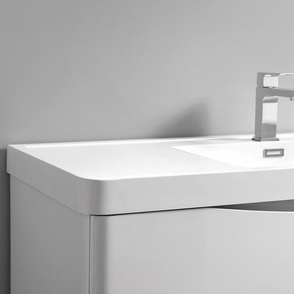 small basin and vanity unit Fresca Glossy White