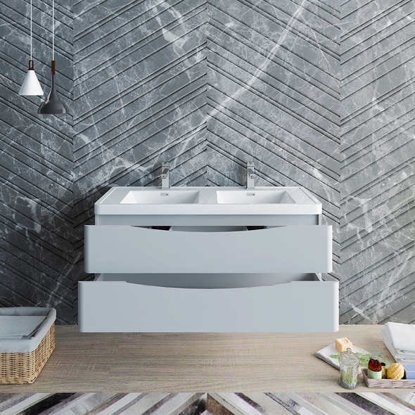 furniture bathroom vanity with sink Fresca Glossy Gray
