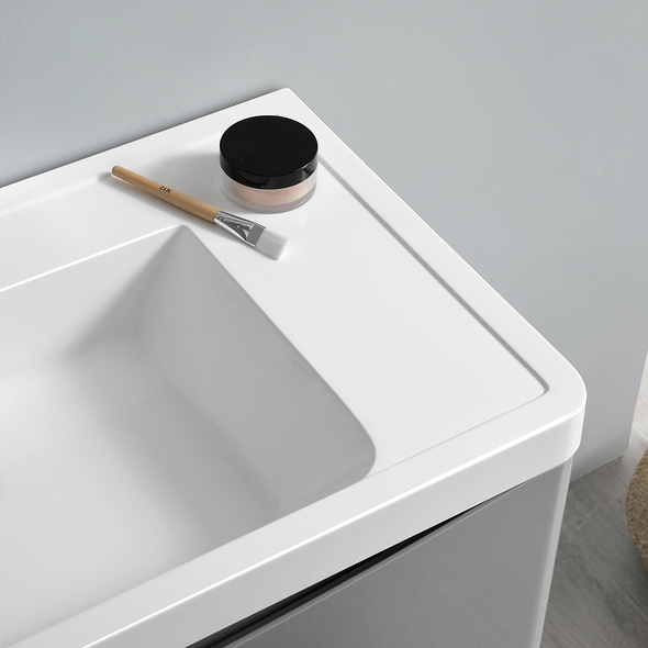 wooden double sink vanity Fresca Glossy Gray
