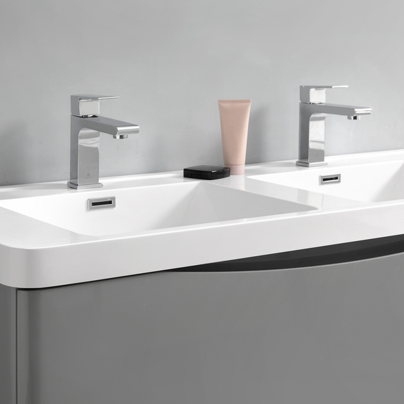 wooden double sink vanity Fresca Glossy Gray