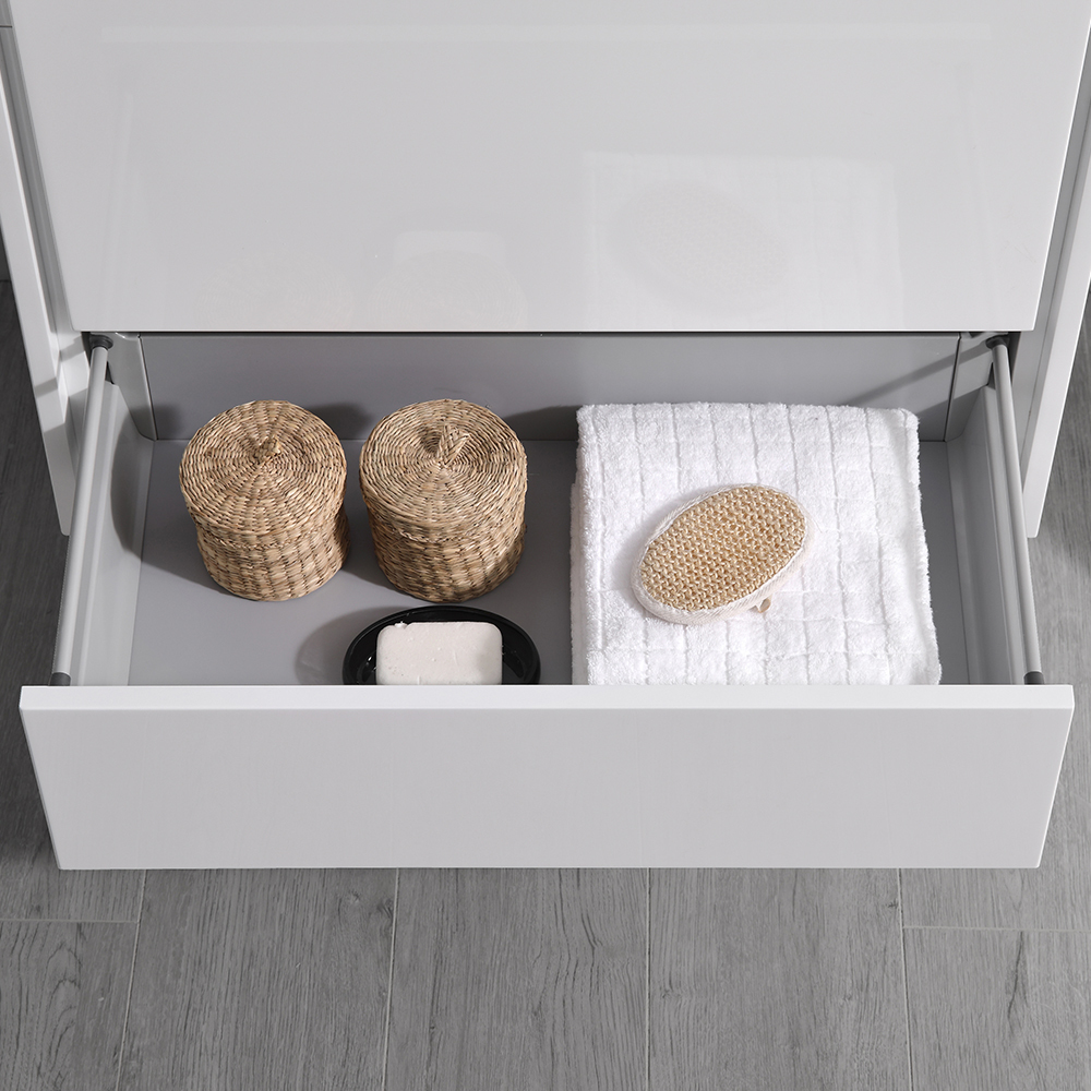 3 drawer bathroom cabinet Fresca Glossy White