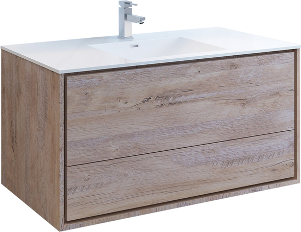single 30 inch bathroom vanity Fresca Rustic Natural Wood