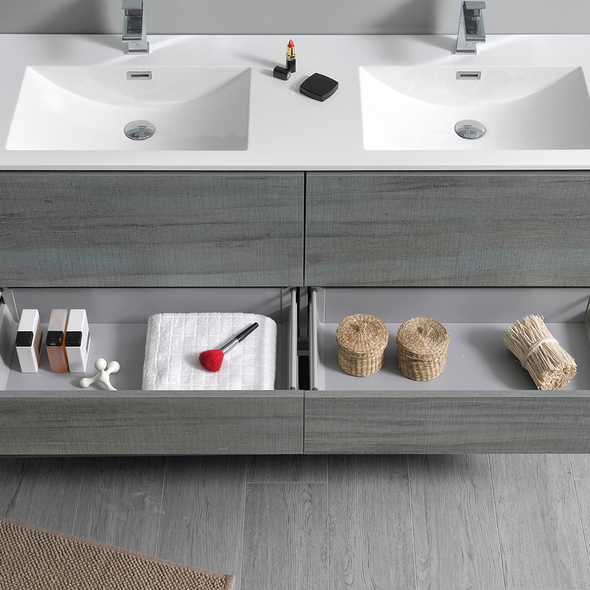 double sink cabinet size Fresca Ocean Gray