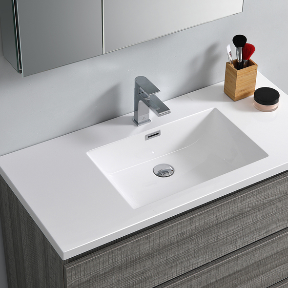 quartz countertops bathroom vanity Fresca Glossy Ash Gray