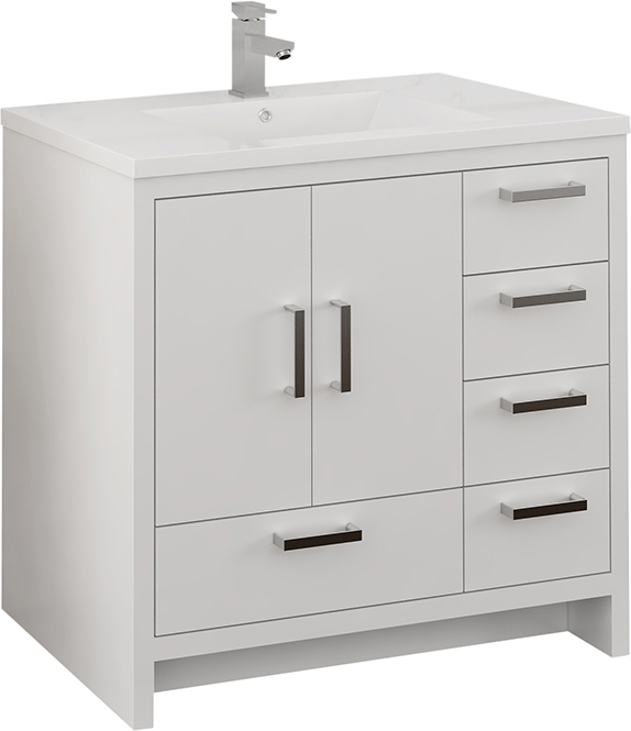 vanity tower for countertop Fresca Glossy White