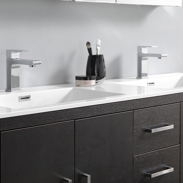 70 inch double sink vanity Fresca Dark Gray Oak