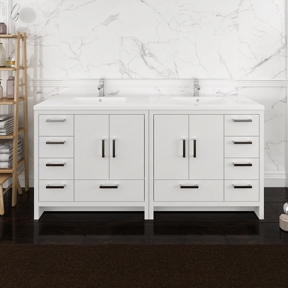 small two sink vanity Fresca Glossy White