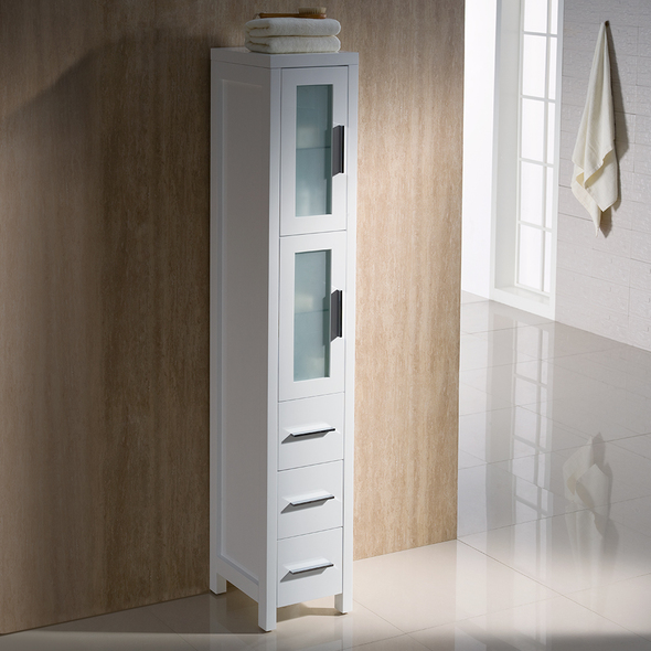 large corner bathroom vanity with sink Fresca Storage Cabinets White