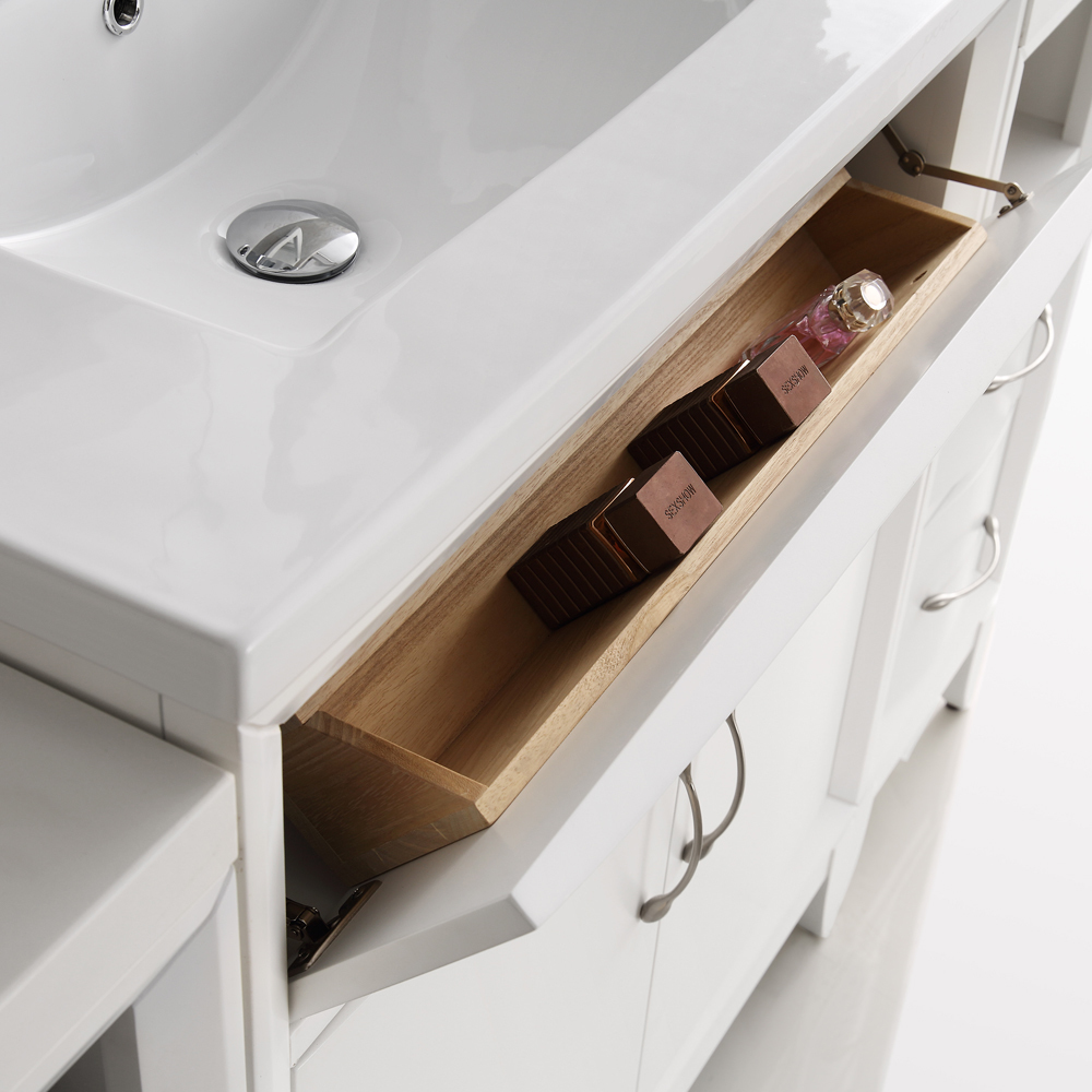 bathroom cabinet around sink Fresca Matte White Traditional