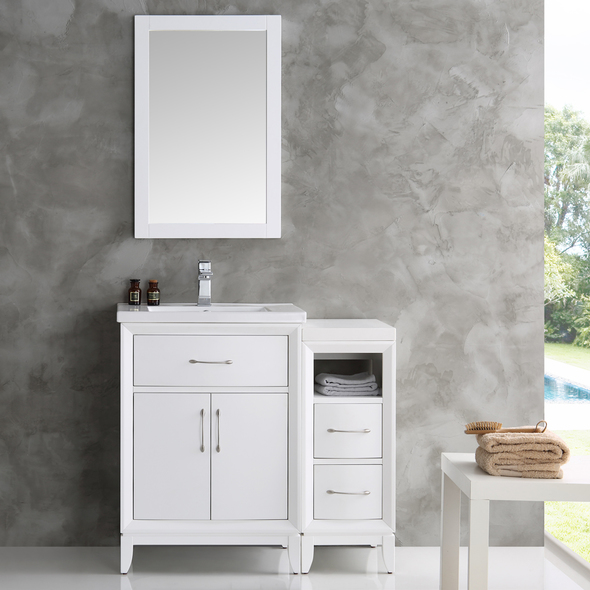 rustic sink vanity Fresca Matte White Traditional