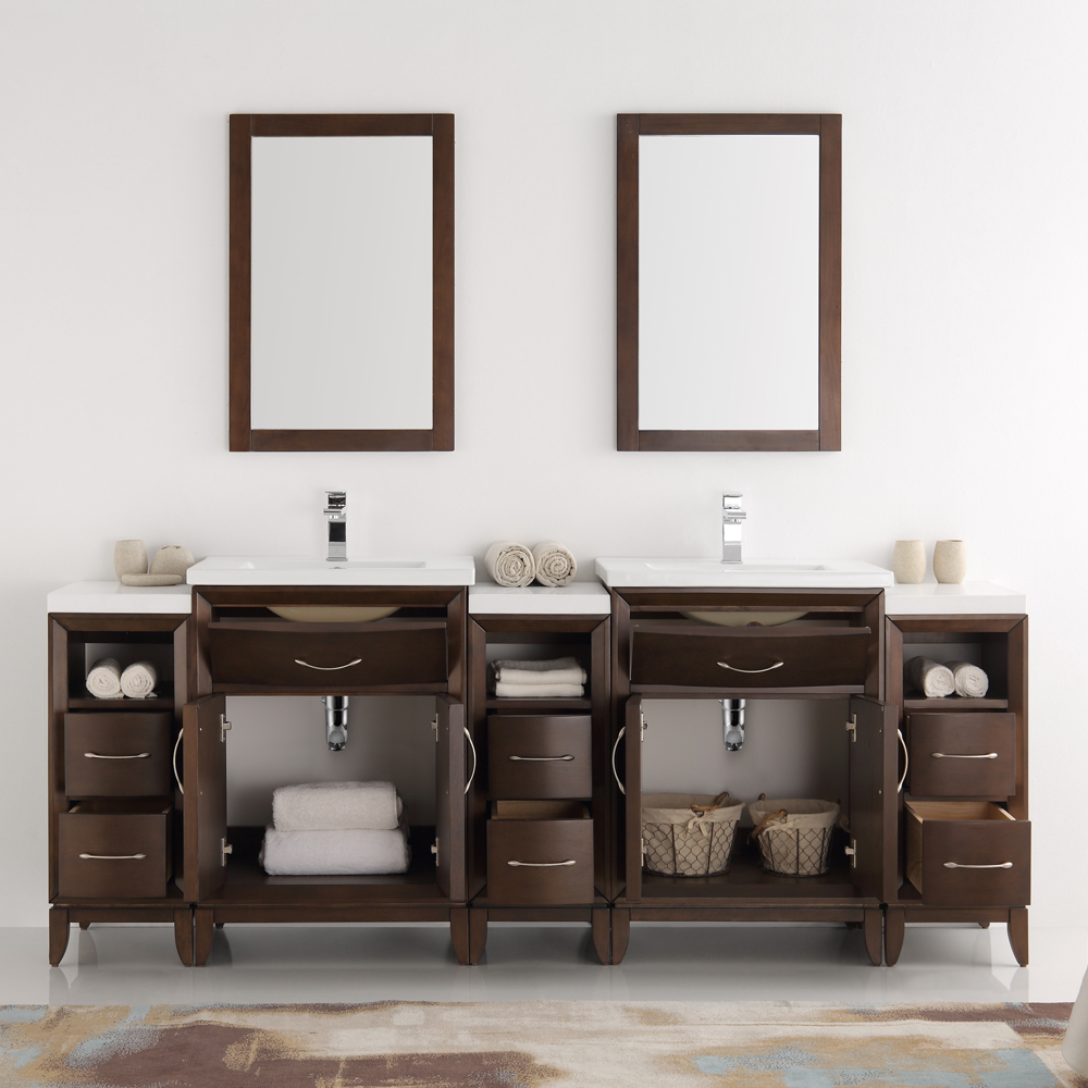 70 inch double sink vanity Fresca Antique Coffee Traditional