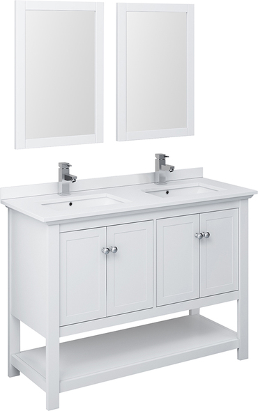 bathroom vanity unit with sink and toilet Fresca White