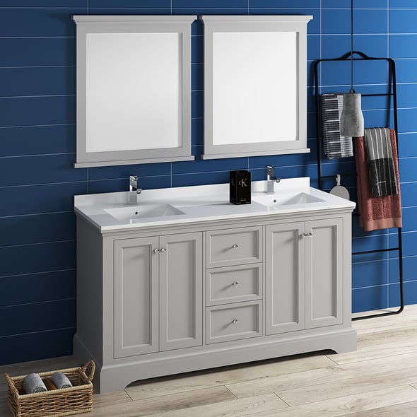 bathroom vanity with double sink 60 Fresca Gray (Textured)