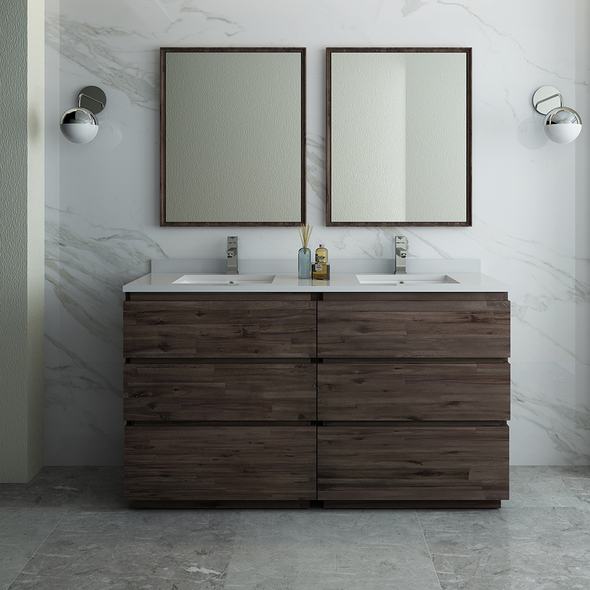 clearance vanity with sink Fresca Acacia Wood