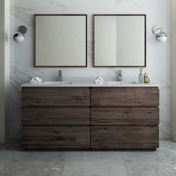 50 inch bathroom vanity top single sink Fresca Acacia Wood