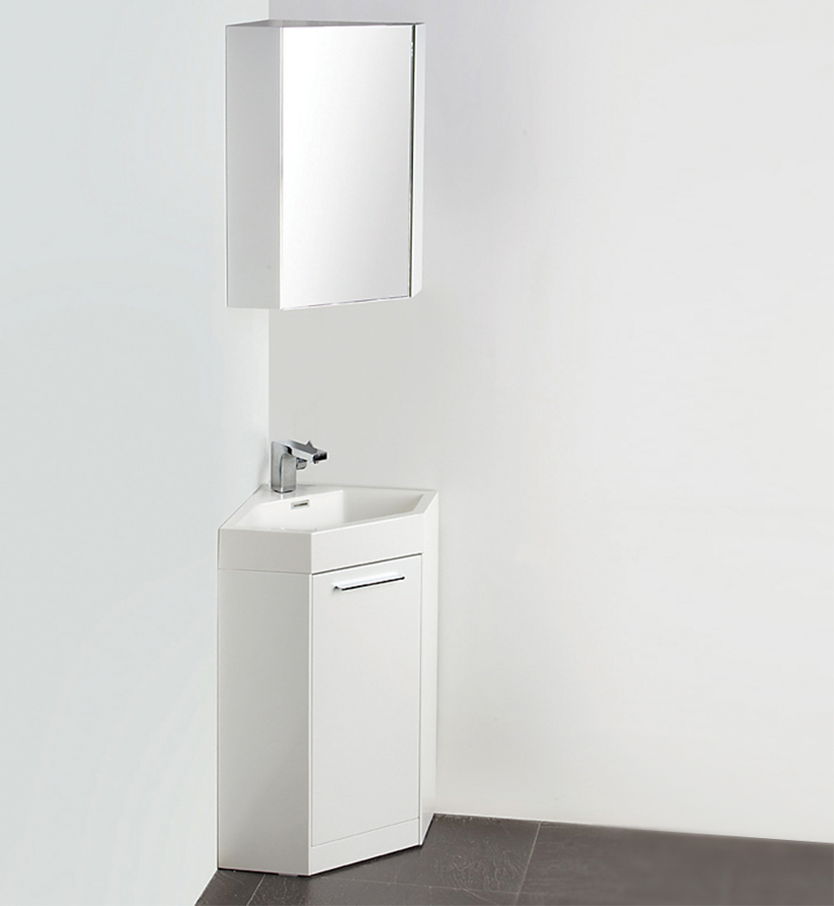 bathroom vanity unit with sink and toilet Fresca White Modern