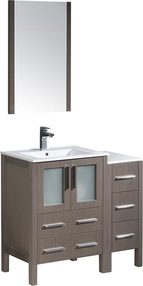 rustic sink vanity Fresca Gray Oak Modern