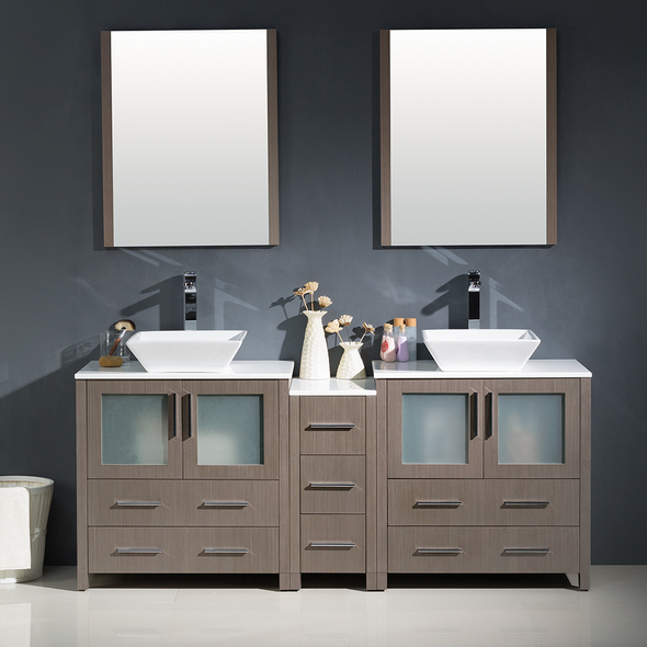 wooden vanity with sink Fresca Gray Oak Modern