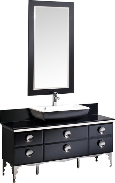 50 inch double sink vanity Fresca Black Modern