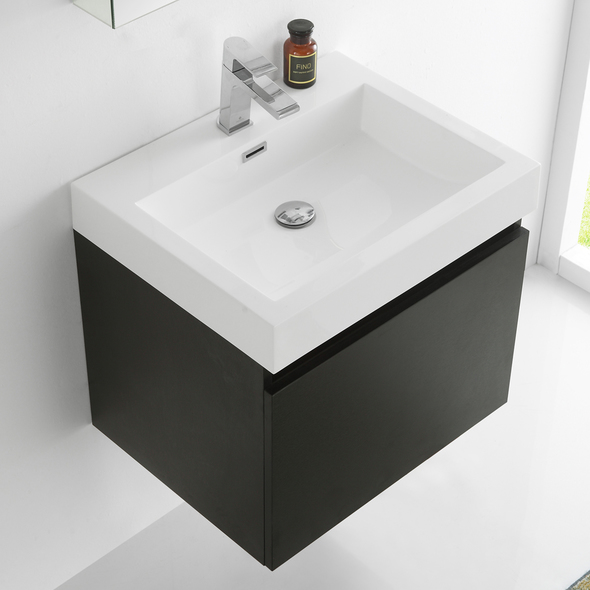 bathroom cabinet between sinks Fresca Black Modern