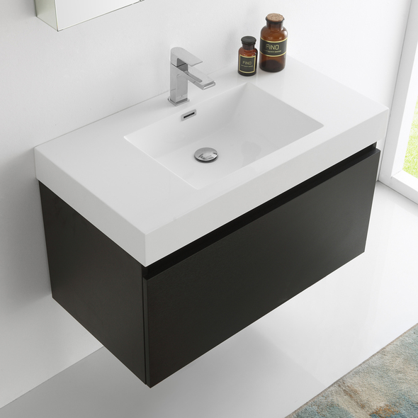 large bathroom vanity double sink Fresca Black Modern