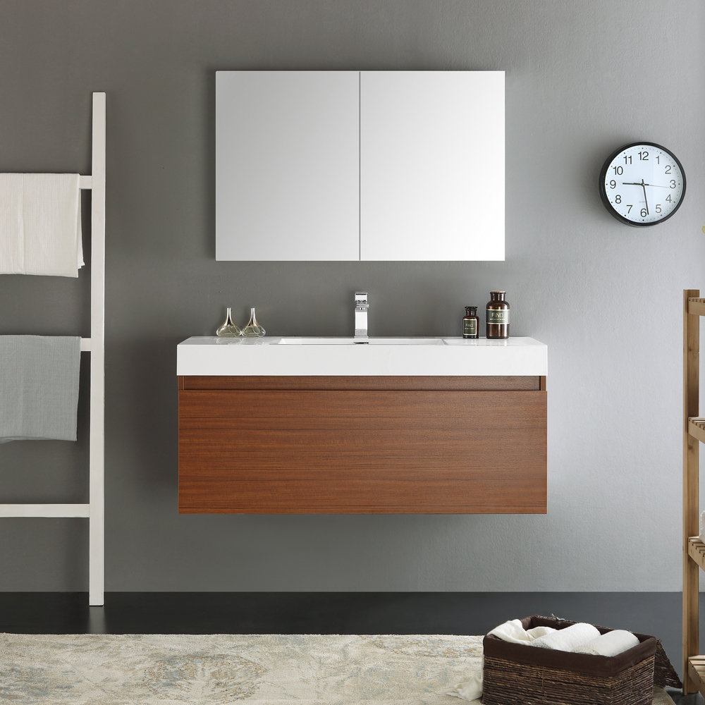 bathroom double sink cabinets Fresca Teak Modern