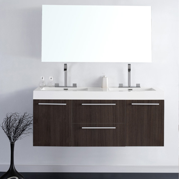small white vanity unit Fresca Gray Oak Modern