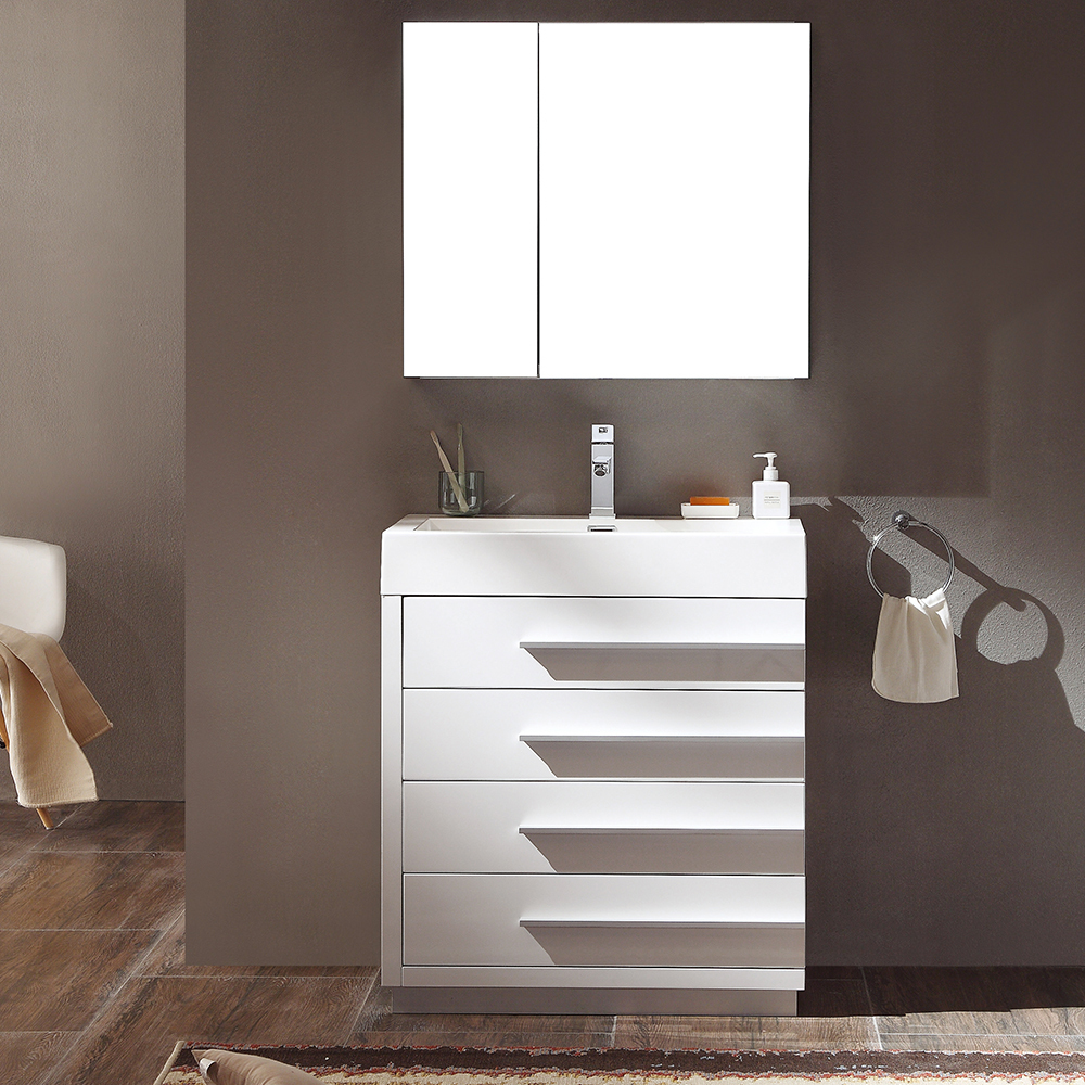 cherry wood bathroom cabinets Fresca White Modern