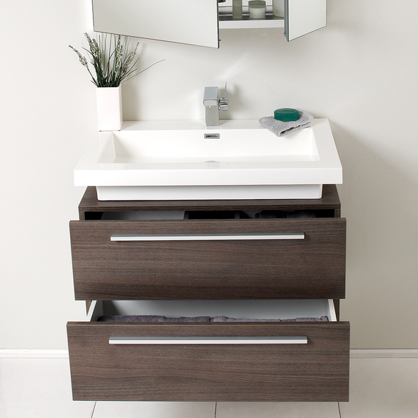 bath vanities lowes Fresca Gray Oak Modern