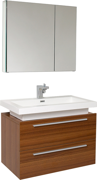 small vanity unit with basin Fresca Teak Modern