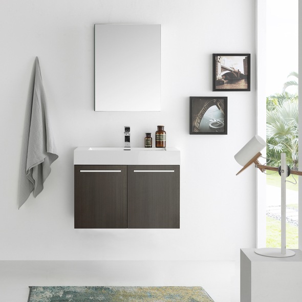 rustic modern bathroom vanity Fresca Gray Oak Modern