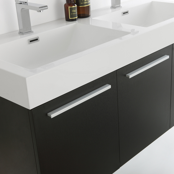 60 inch single sink bathroom vanity with top Fresca Black Modern